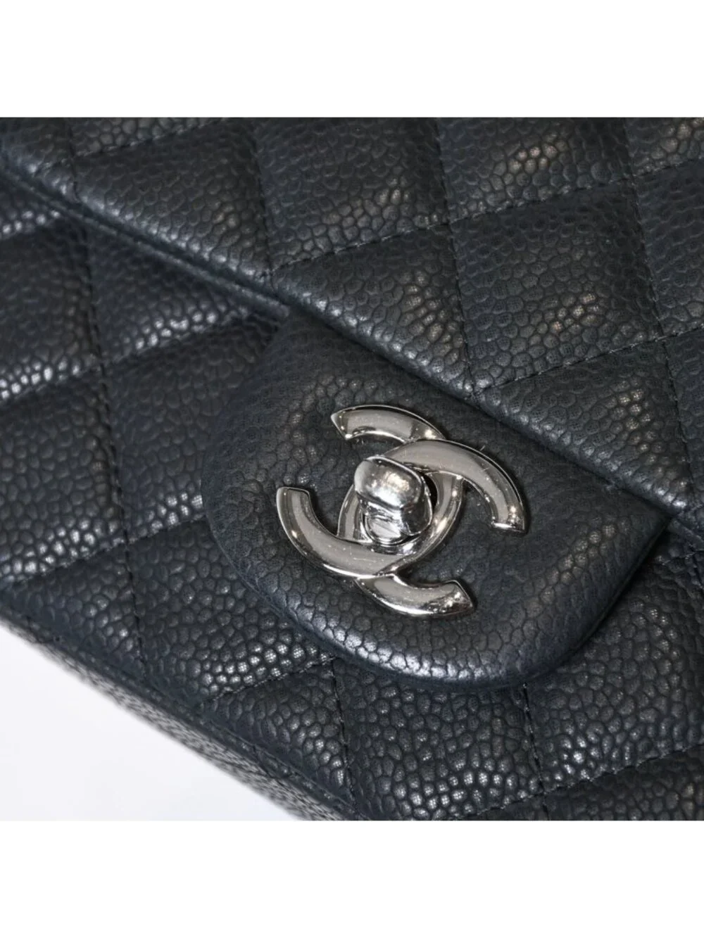 Chanel Mini Quilted 17 Chain Shoulder Bag CC Logo Caviar Leather Black